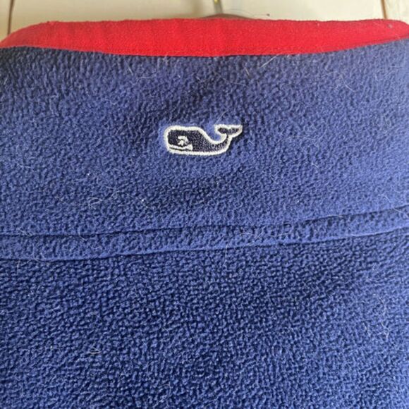 Vineyard Vines Fleece Pullover Large Blue Red Whale Logo Retro Outdoor 1/4 Snap - Picture 3 of 10